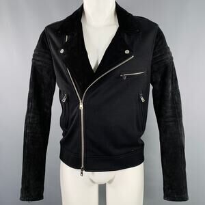 MARNI Size S Black Acrylic Blend Suede Motorcycle Jacket
